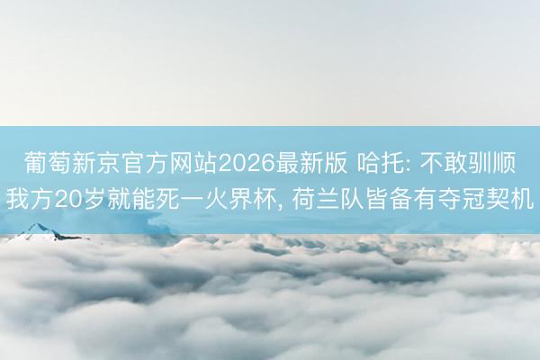 葡萄新京官方网站2026最新版 哈托: 不敢驯顺我方20岁就能死一火界杯， 荷兰队皆备有夺冠契机