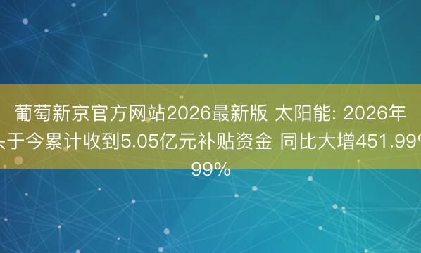 葡萄新京官方网站2026最新版 太阳能: 2026年头于今累
