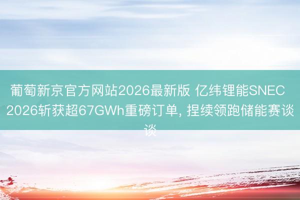 葡萄新京官方网站2026最新版 亿纬锂能SNEC 2026斩获超67GWh重磅订单, 捏续领跑储能赛谈
