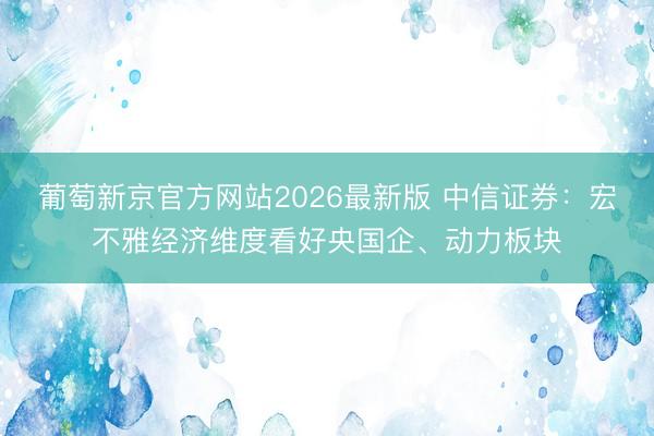 葡萄新京官方网站2026最新版 中信证券：宏不雅经济维度看好央国企、动力板块