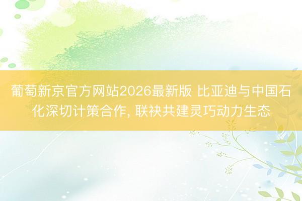 葡萄新京官方网站2026最新版 比亚迪与中国石化深切计策合作， 联袂共建灵巧动力生态