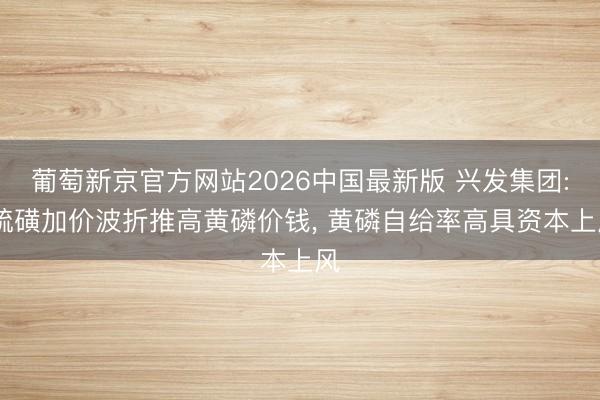葡萄新京官方网站2026中国最新版 兴发集团: 硫磺加价波折推高黄磷价钱， 黄磷自给率高具资本上风