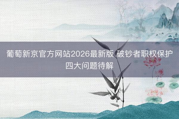 葡萄新京官方网站2026最新版 破钞者职权保护四大问题待解