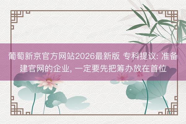 葡萄新京官方网站2026最新版 专科提议: 准备建官网的企业， 一定要先把筹办放在首位