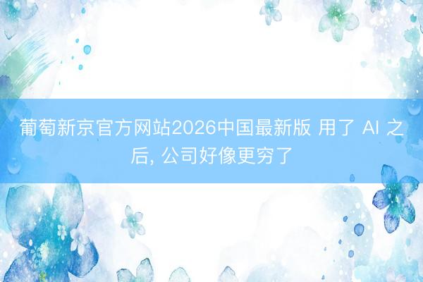 葡萄新京官方网站2026中国最新版 用了 AI 之后, 公司好像更穷了