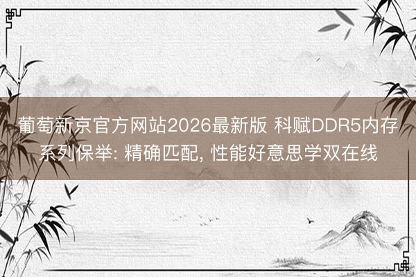 葡萄新京官方网站2026最新版 科赋DDR5内存系列保举: 精确匹配， 性能好意思学双在线