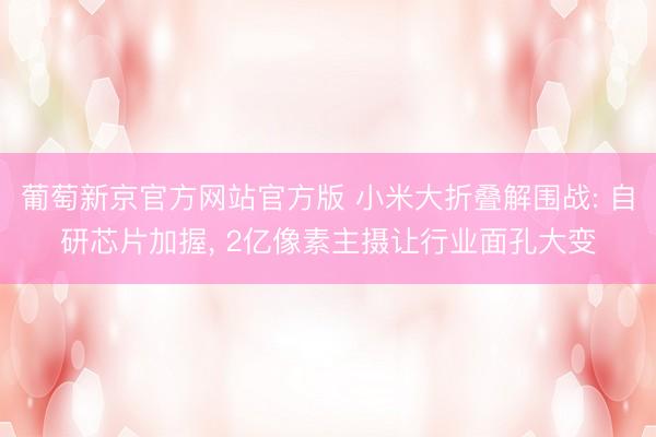 葡萄新京官方网站官方版 小米大折叠解围战: 自研芯片加握, 2亿像素主摄让行业面孔大变