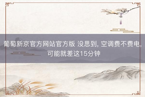 葡萄新京官方网站官方版 没思到， 空调费不费电， 可能就差这15分钟
