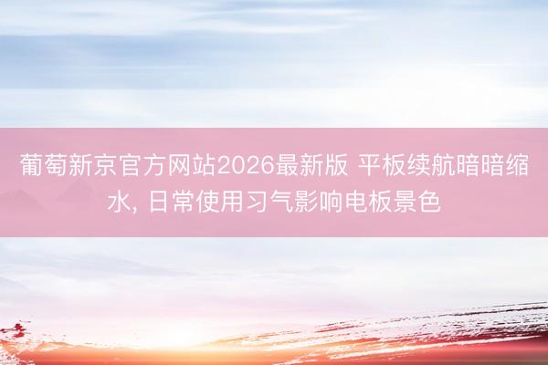 葡萄新京官方网站2026最新版 平板续航暗暗缩水， 日常使用习气影响电板景色