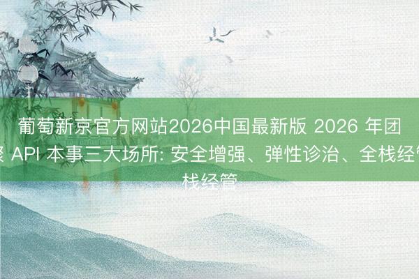 葡萄新京官方网站2026中国最新版 2026 年团聚 API 本事三大场所: 安全增强、弹性诊治、全栈经管