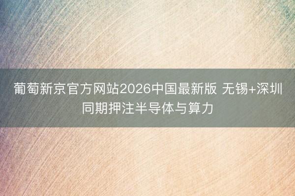 葡萄新京官方网站2026中国最新版 无锡+深圳同期押注半导体与算力