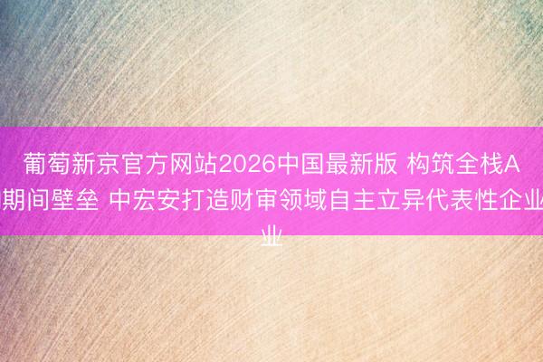 葡萄新京官方网站2026中国最新版 构筑全栈AI期间壁垒 中宏安打造财审领域自主立异代表性企业
