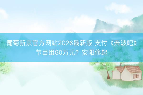 葡萄新京官方网站2026最新版 支付《奔波吧》节目组80万元？安阳修起