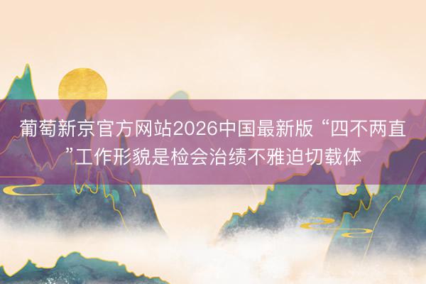 葡萄新京官方网站2026中国最新版 “四不两直”工作形貌是检会治绩不雅迫切载体